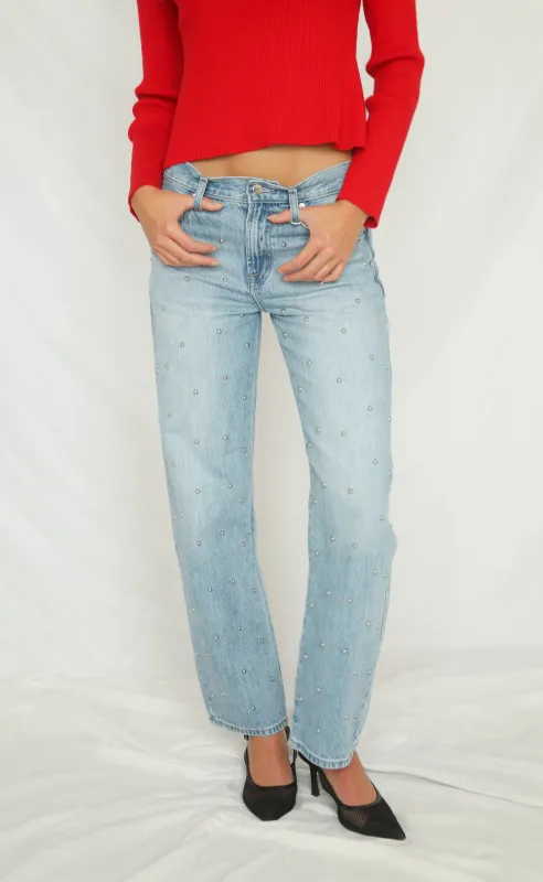 pistola: lexi mid rise bowed straight leg jean - aries sold by RIFFRAFF