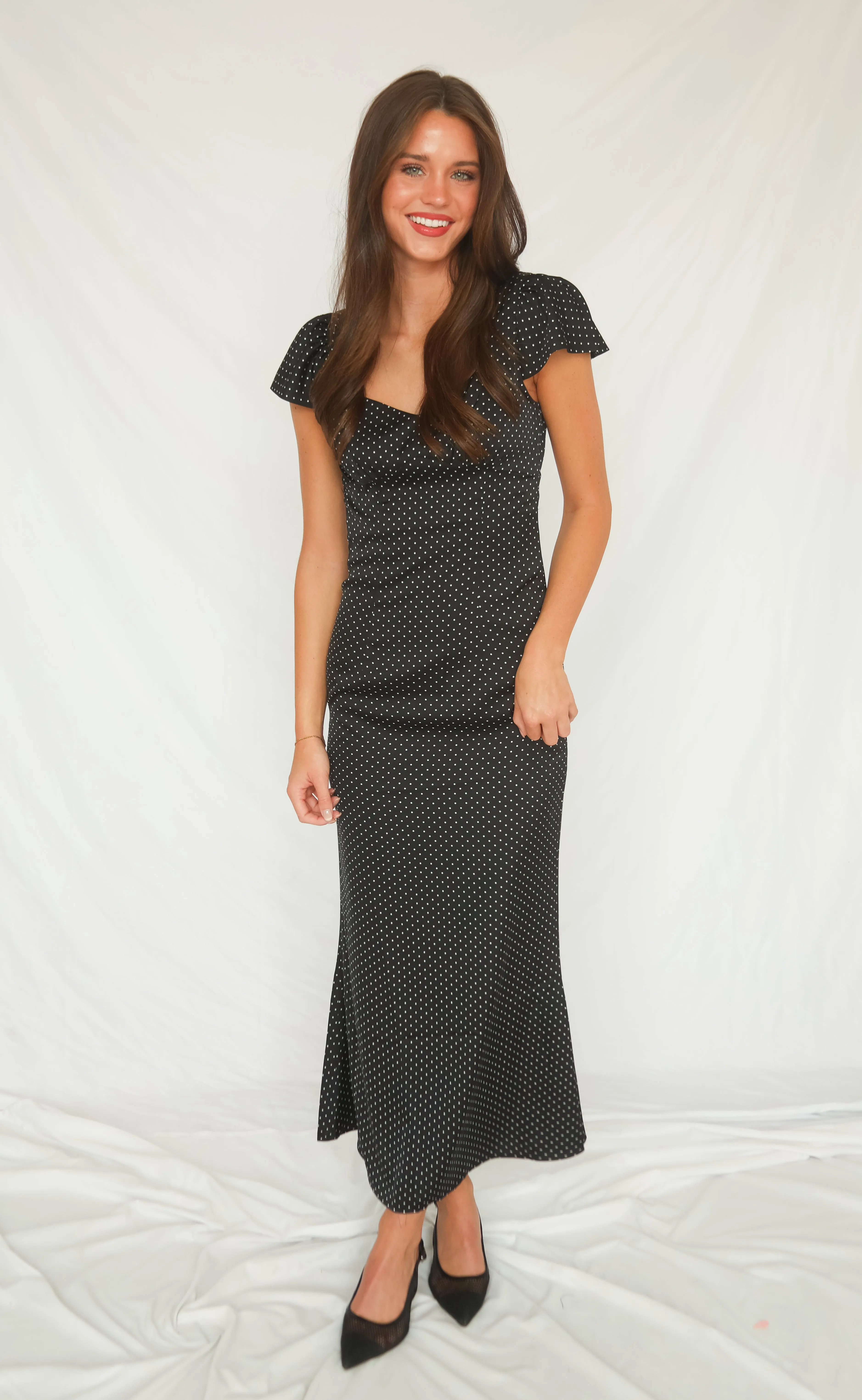 open invitation polka dot maxi dress sold by RIFFRAFF