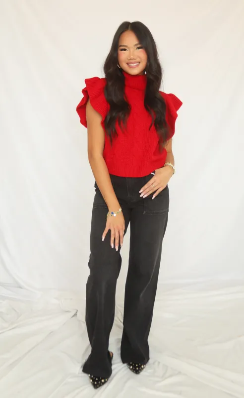 red velvet crop sweater sold by RIFFRAFF