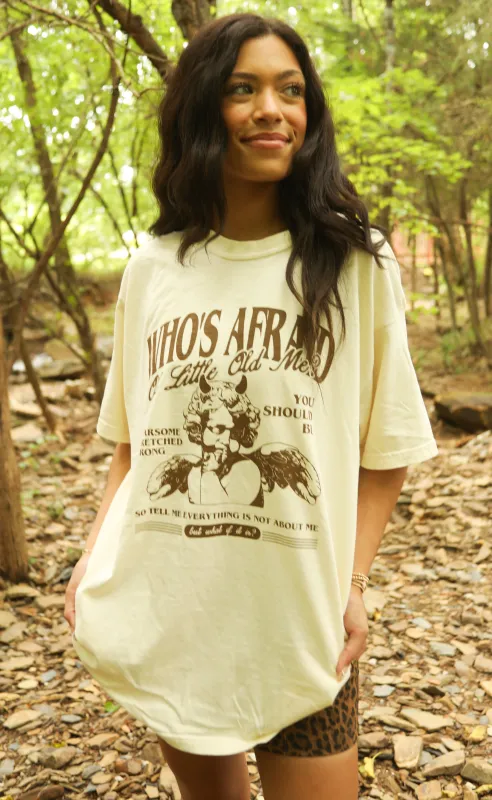 friday + saturday: who's afraid of little old me tee sold by RIFFRAFF