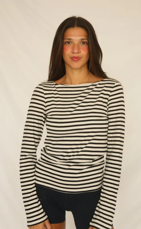 z supply: pristine striped tee - black sold by RIFFRAFF