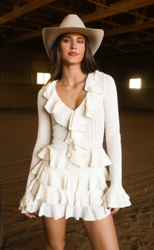 show me your mumu: marley top - cream pointelle knit sold by RIFFRAFF