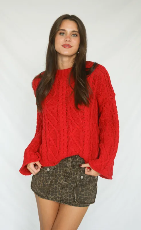 take care cable knit sweater made by Le Lis