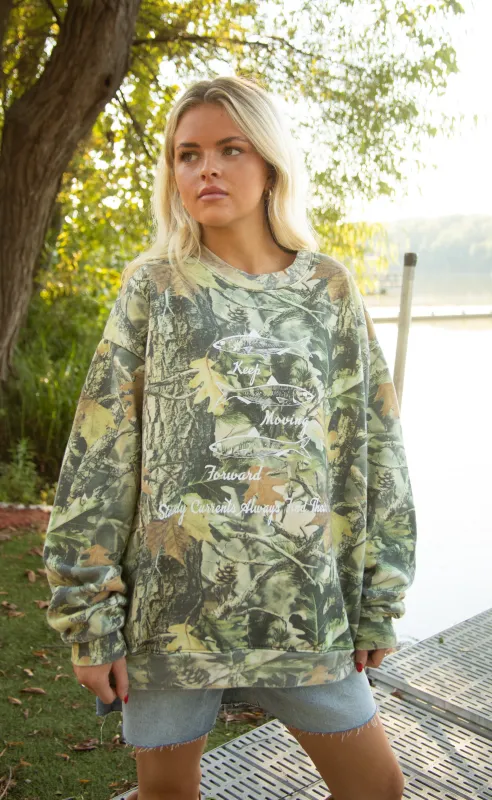 friday + saturday: keep moving forward camo sweatshirt sold by RIFFRAFF