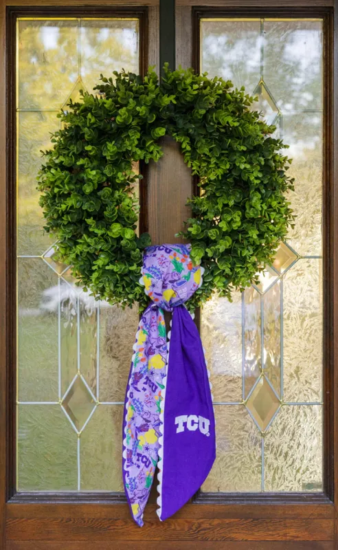 tcu horned frogs cotton wreath scarf sold by RIFFRAFF