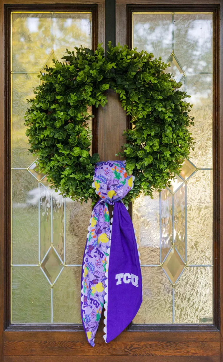 tcu horned frogs cotton wreath scarf sold by RIFFRAFF