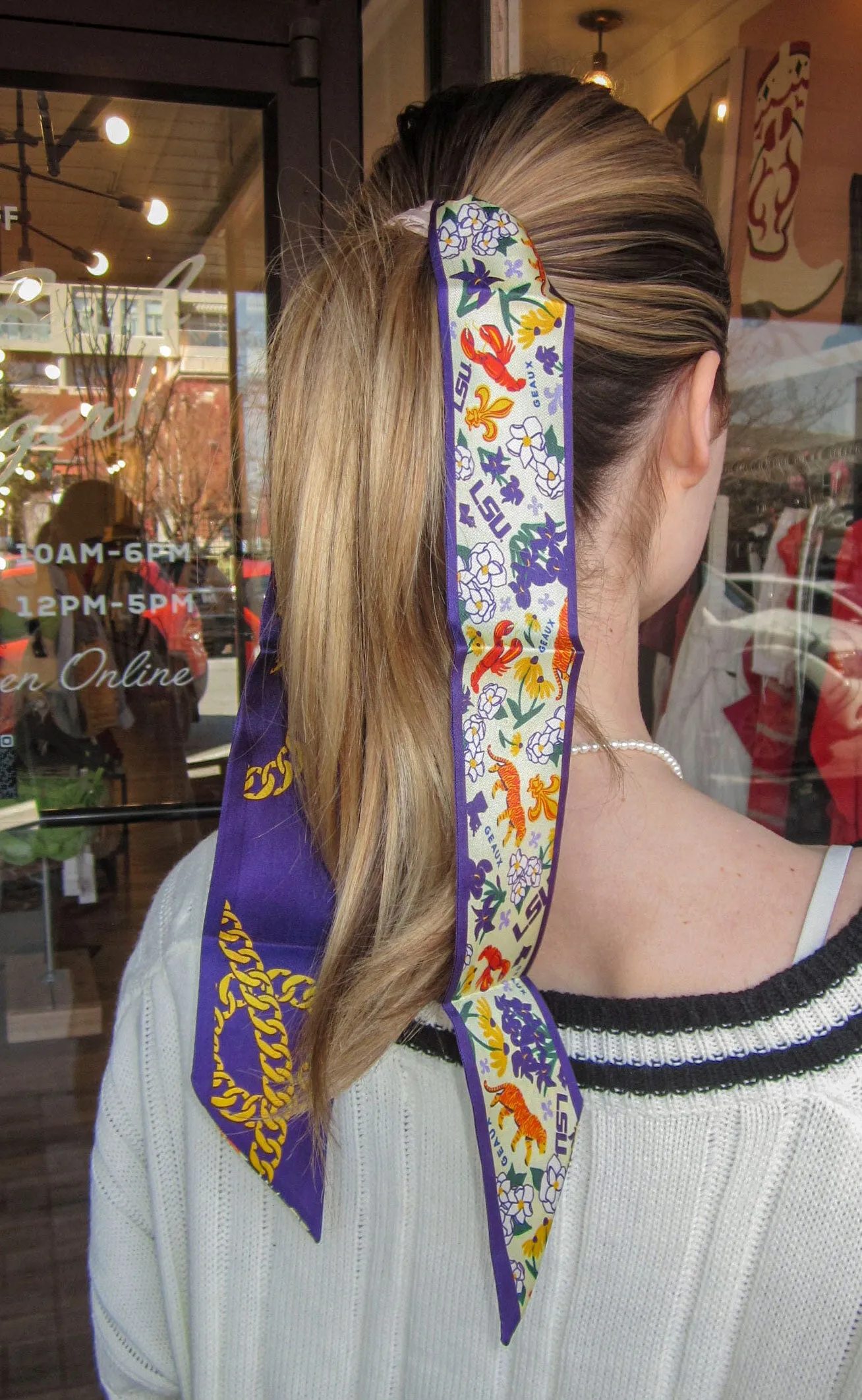 lsu twilly scarf sold by RIFFRAFF