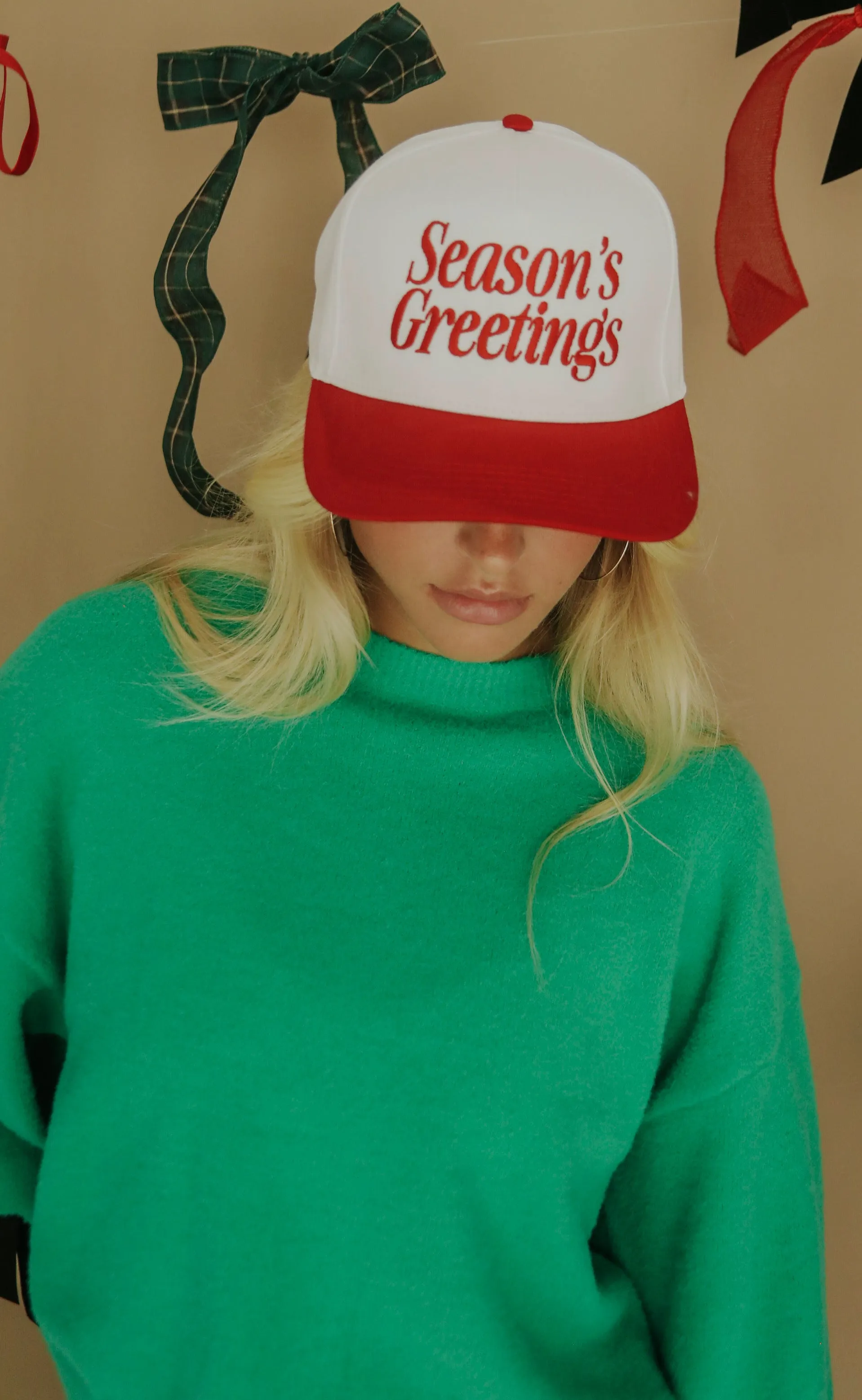 friday + saturday: seasons greetings trucker hat sold by RIFFRAFF