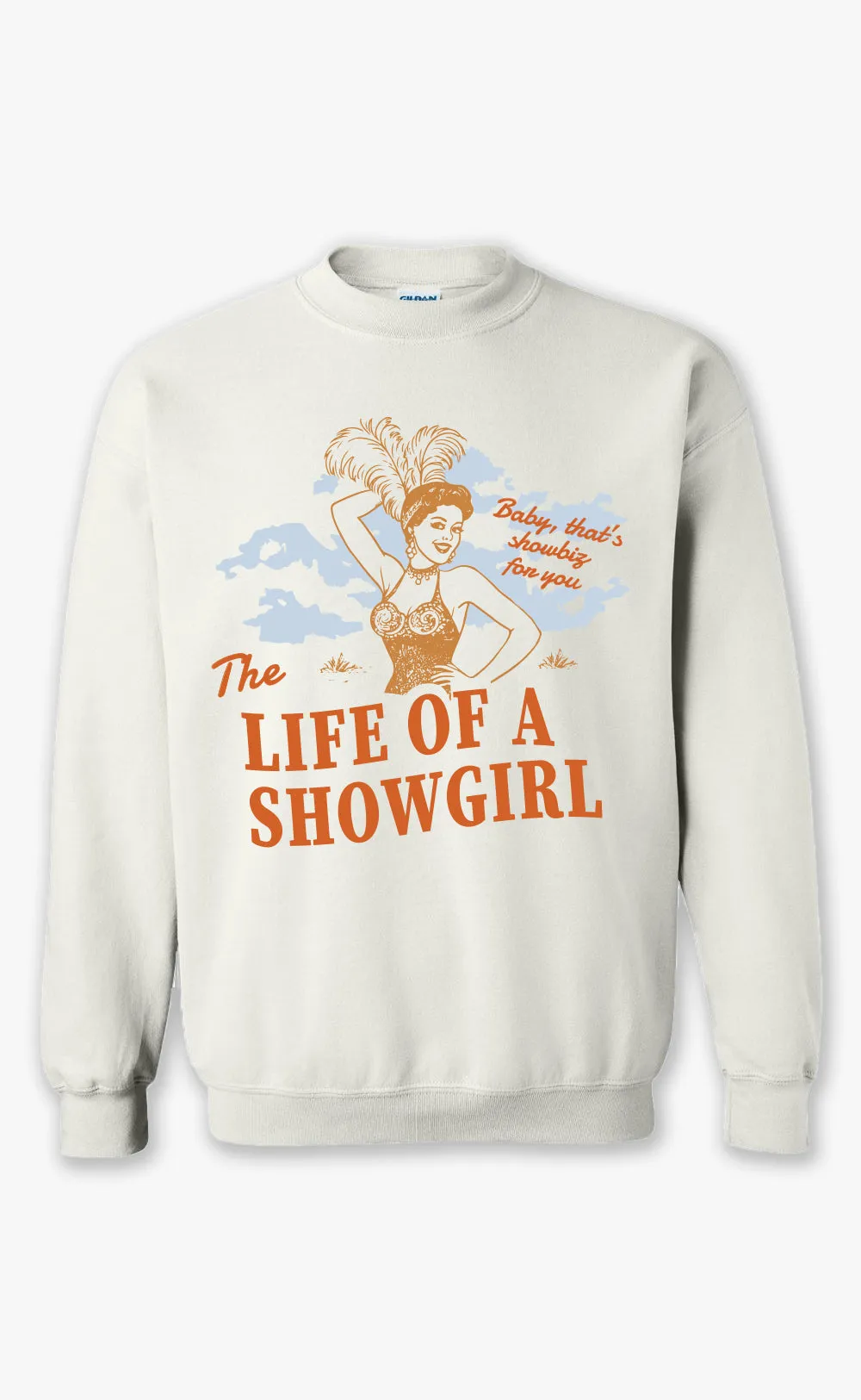 friday + saturday: showgirl sweatshirt sold by RIFFRAFF