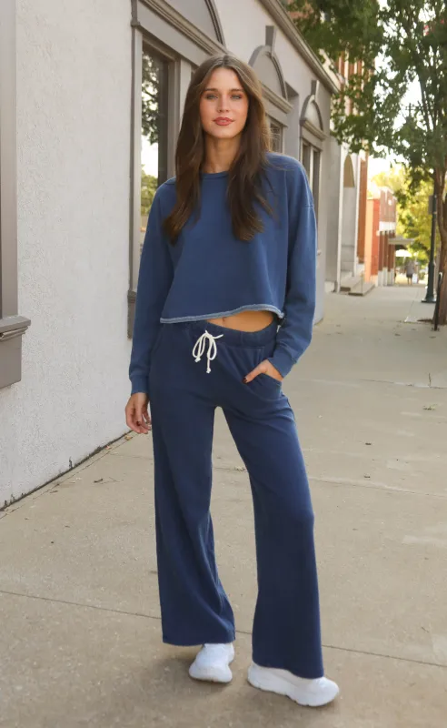 z supply: hunter knit denim pant - indigo sold by RIFFRAFF