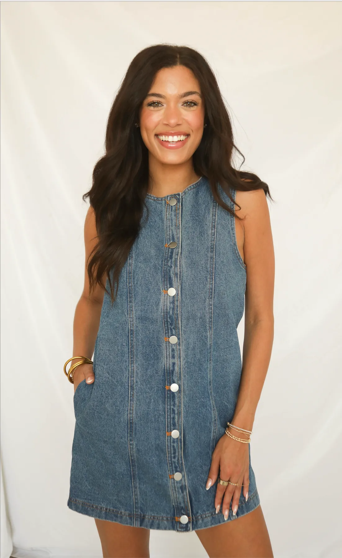 love me for right now denim mini dress sold by RIFFRAFF product image thumbnail 2
