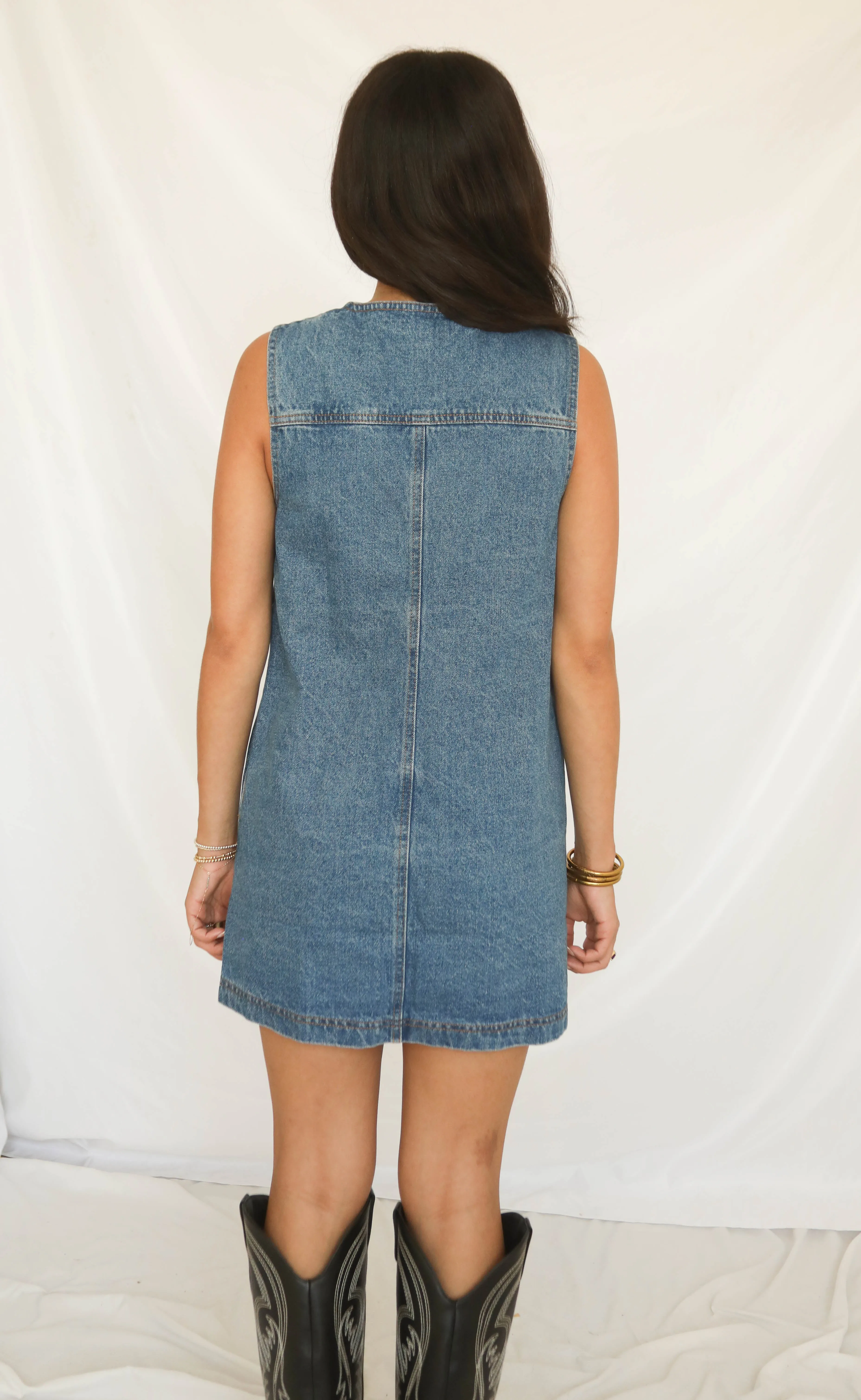 love me for right now denim mini dress sold by RIFFRAFF product image thumbnail 3
