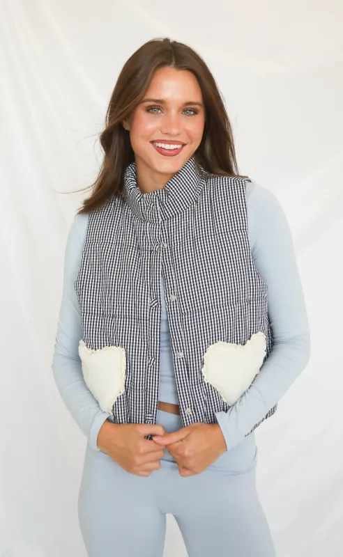 my beating heart puffer vest made by Le Lis