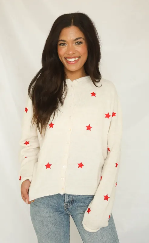beat of your heart cardigan - red star made by Things Between