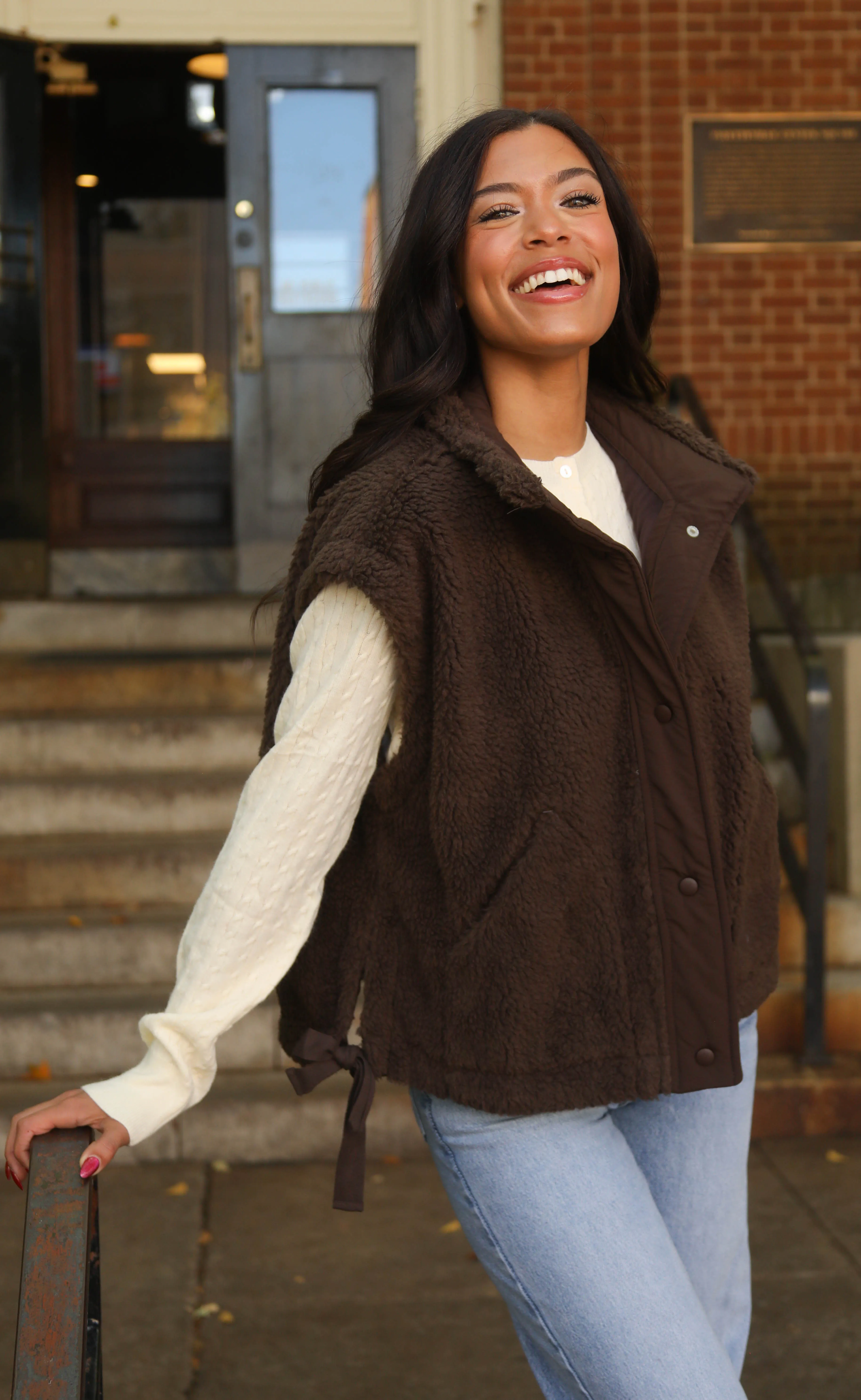 layer it on sherpa vest - chocolate sold by RIFFRAFF