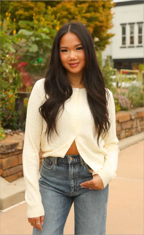 soft serve cable knit sweater sold by RIFFRAFF