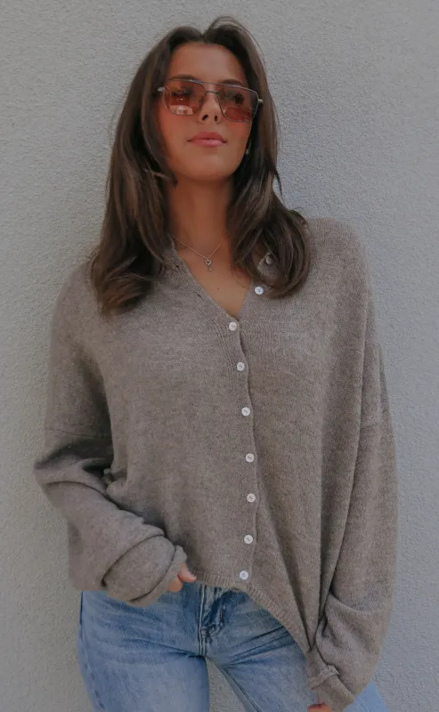 beat of your heart cardigan - mocha made by Things Between
