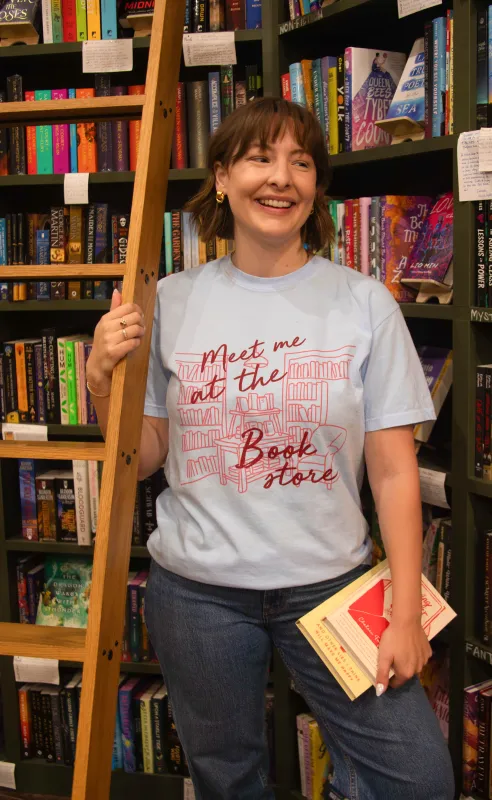 friday + saturday x jo johnson overby: meet me at the bookstore tee sold by RIFFRAFF