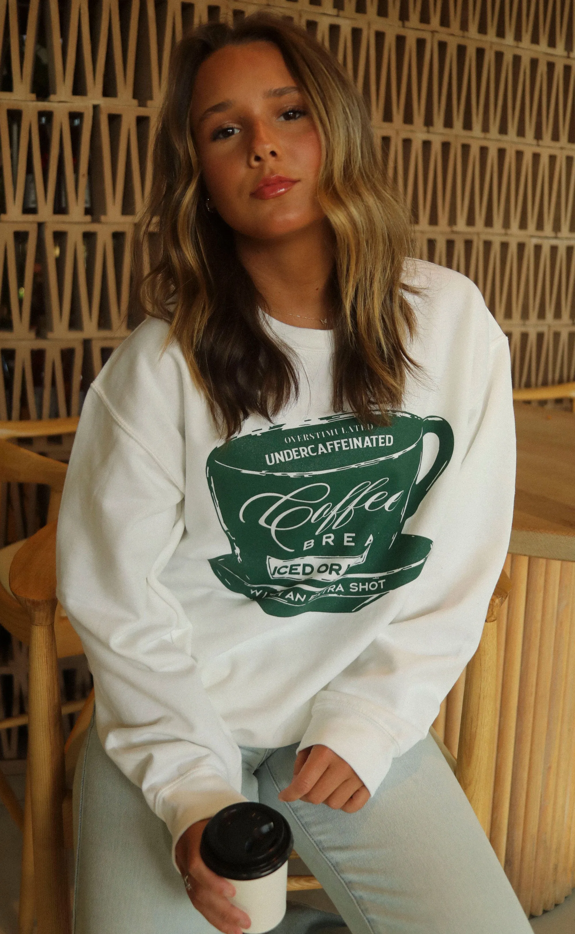 friday + saturday: coffee break sweatshirt sold by RIFFRAFF product image thumbnail 3