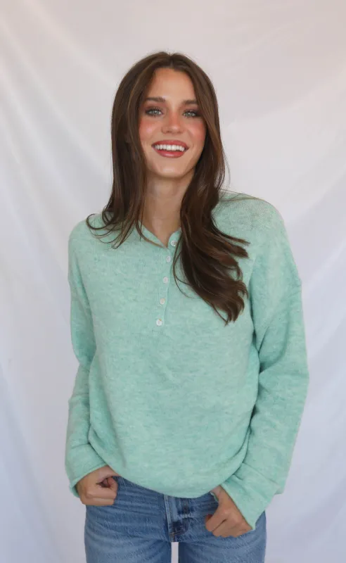 cross my heart henley - seafoam sold by RIFFRAFF