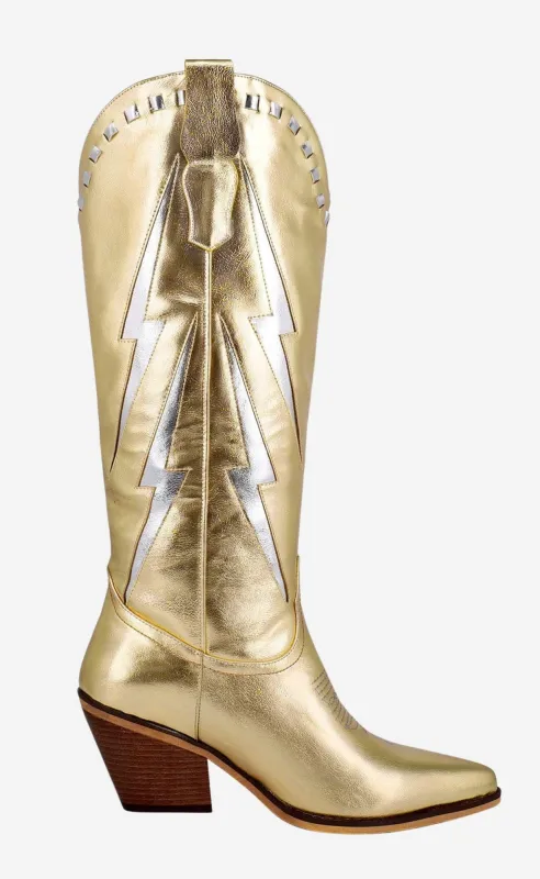 marfa: the jolene boot - gold/silver metallic vegan leather sold by RIFFRAFF