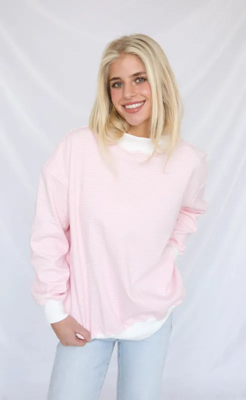 fine and dandy stripe long sleeve top - pink sold by RIFFRAFF