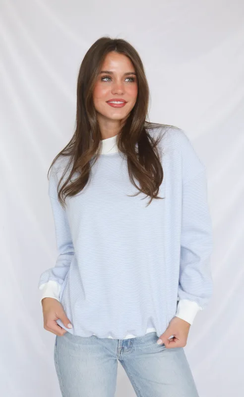 fine and dandy stripe long sleeve top - blue sold by RIFFRAFF
