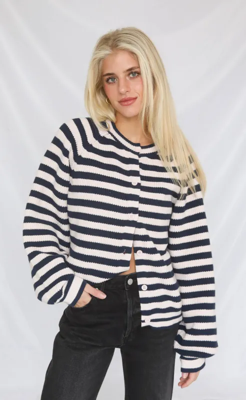 troubled waters striped cardigan sweater sold by RIFFRAFF