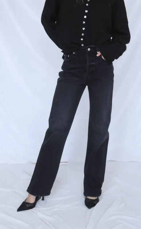 pistola: cassie super high rise straight jeans - stormy sold by RIFFRAFF