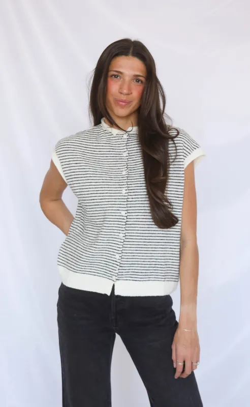 our hearts are free cardigan - ivory stripe made by Things Between