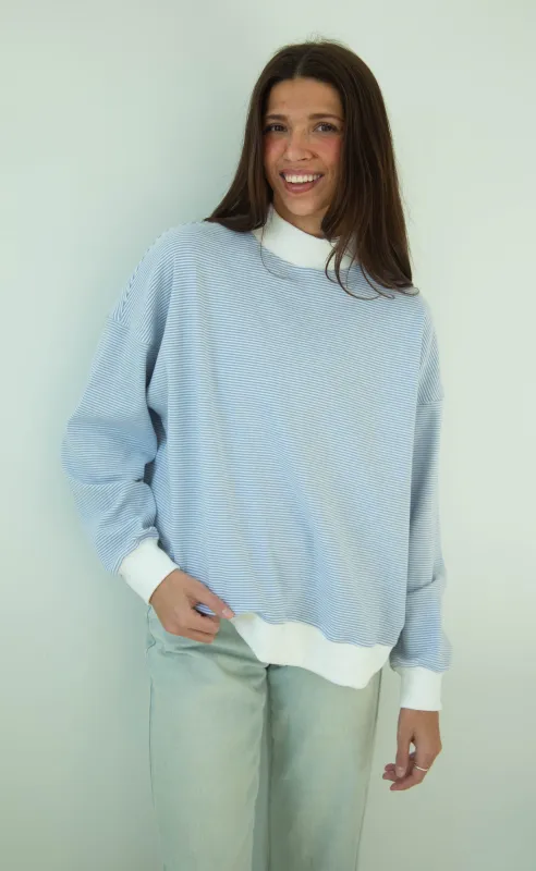 love to know striped mock neck made by Le Lis