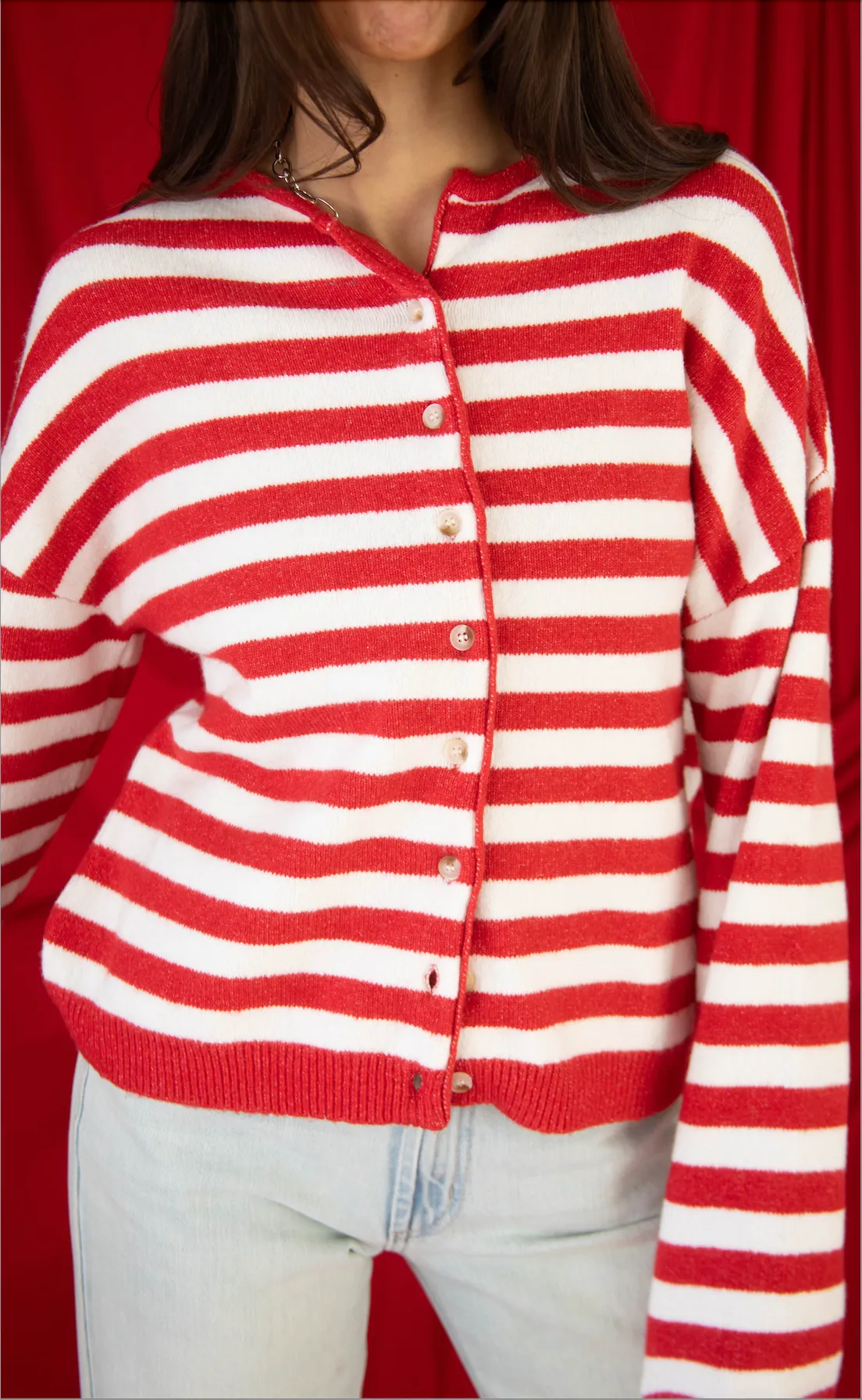 not a fool striped cardigan - red sold by RIFFRAFF product image thumbnail 2