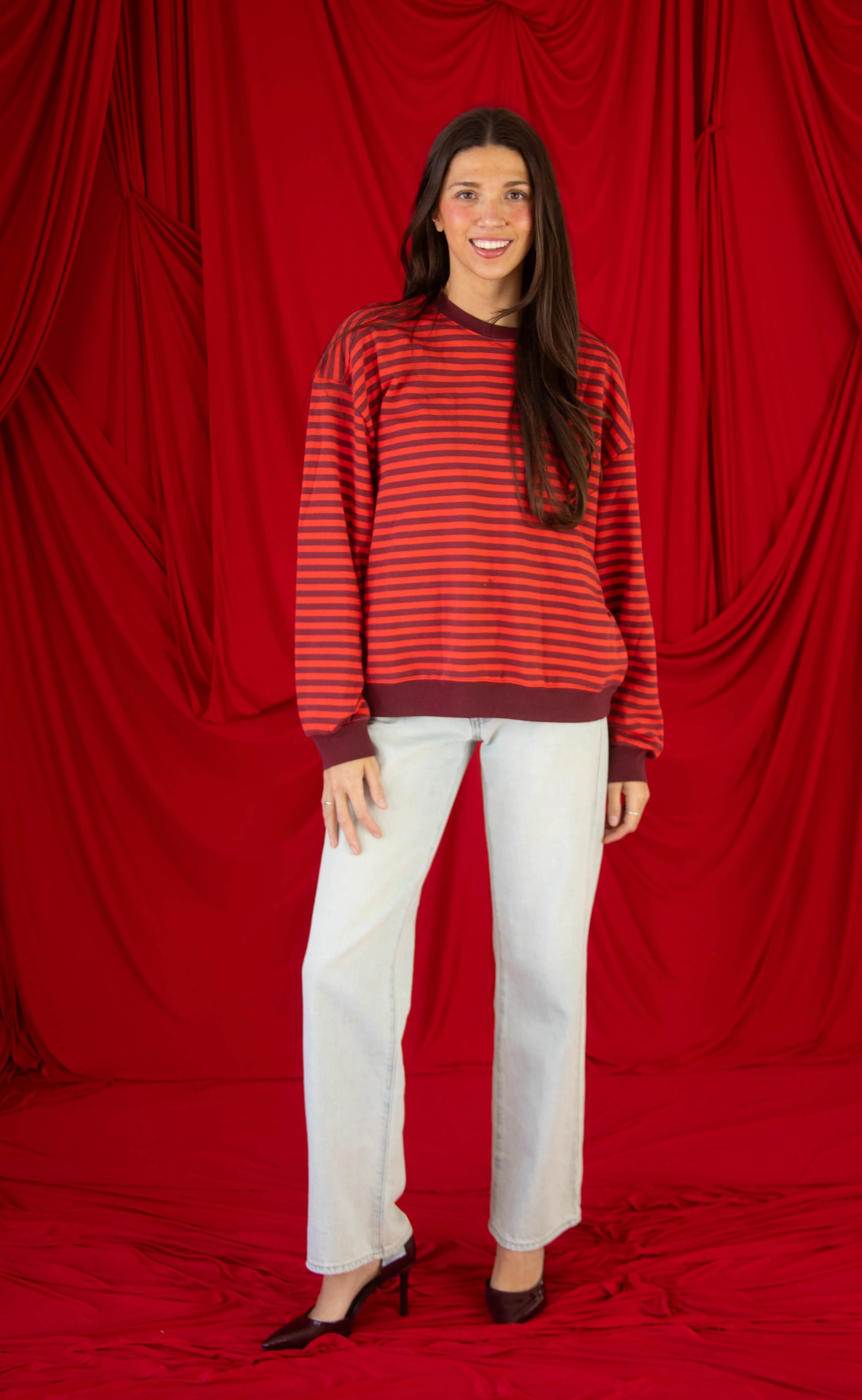 places to be striped sweatshirt sold by RIFFRAFF