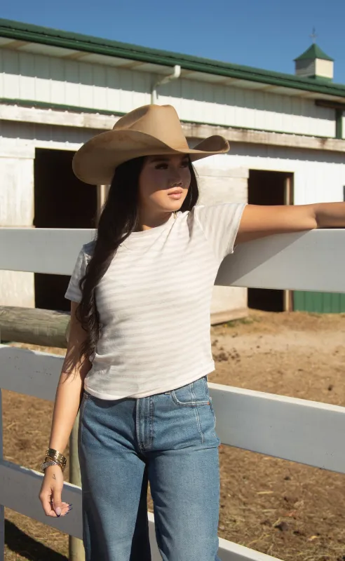 z supply: tourist striped tee - natural sold by RIFFRAFF