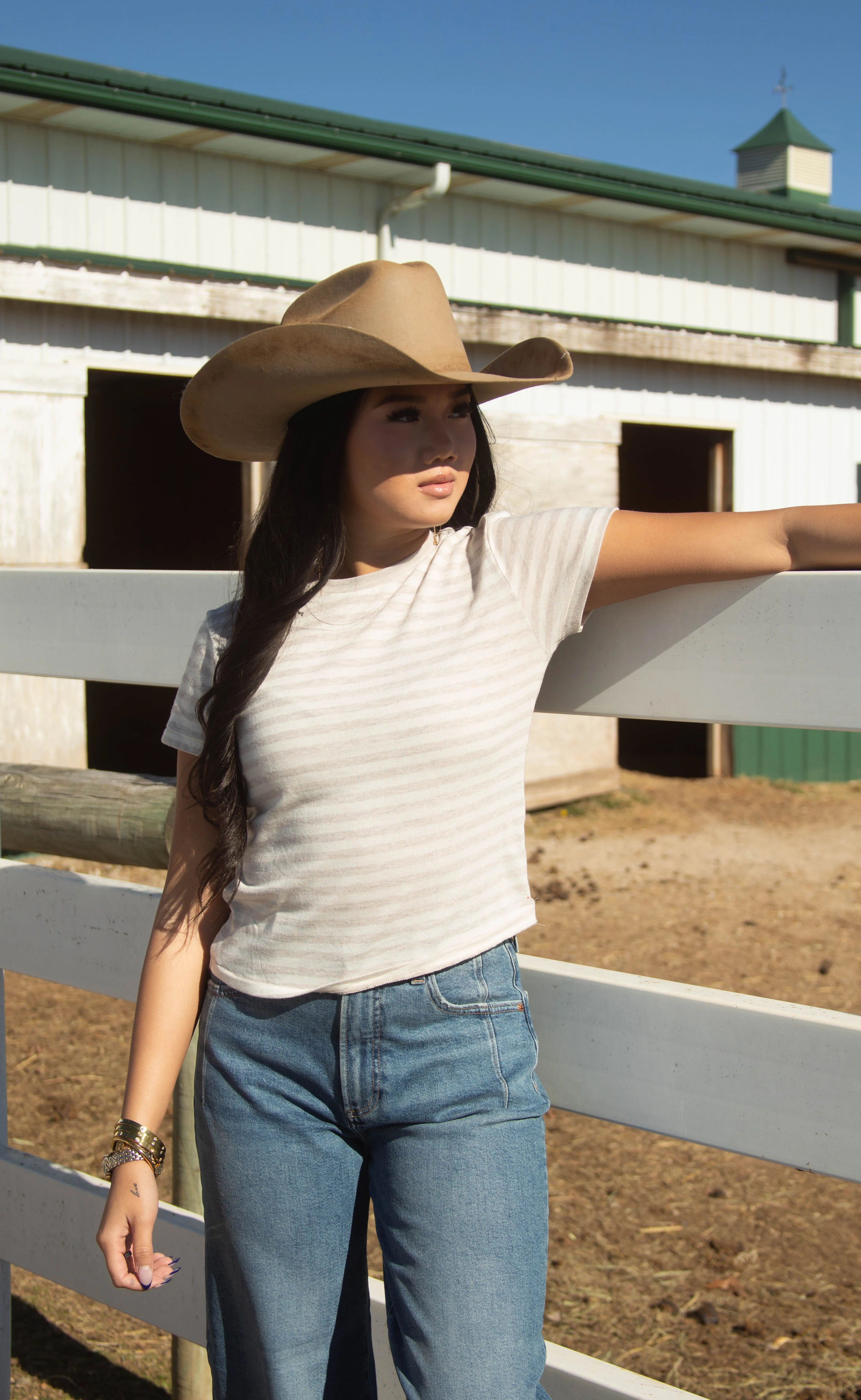 z supply: tourist striped tee - natural sold by RIFFRAFF