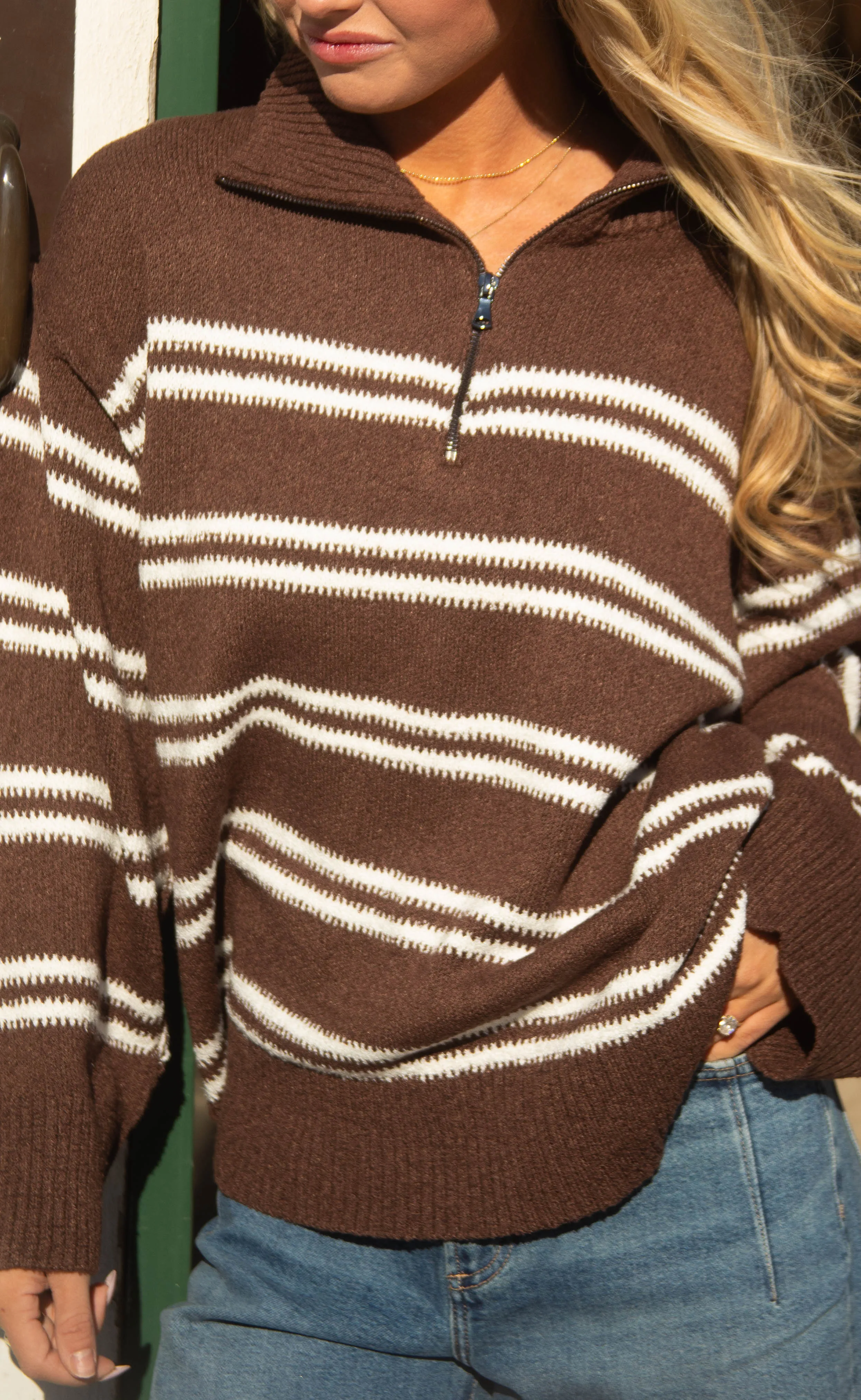 pick me up striped quarter zip sweater sold by RIFFRAFF product image thumbnail 2