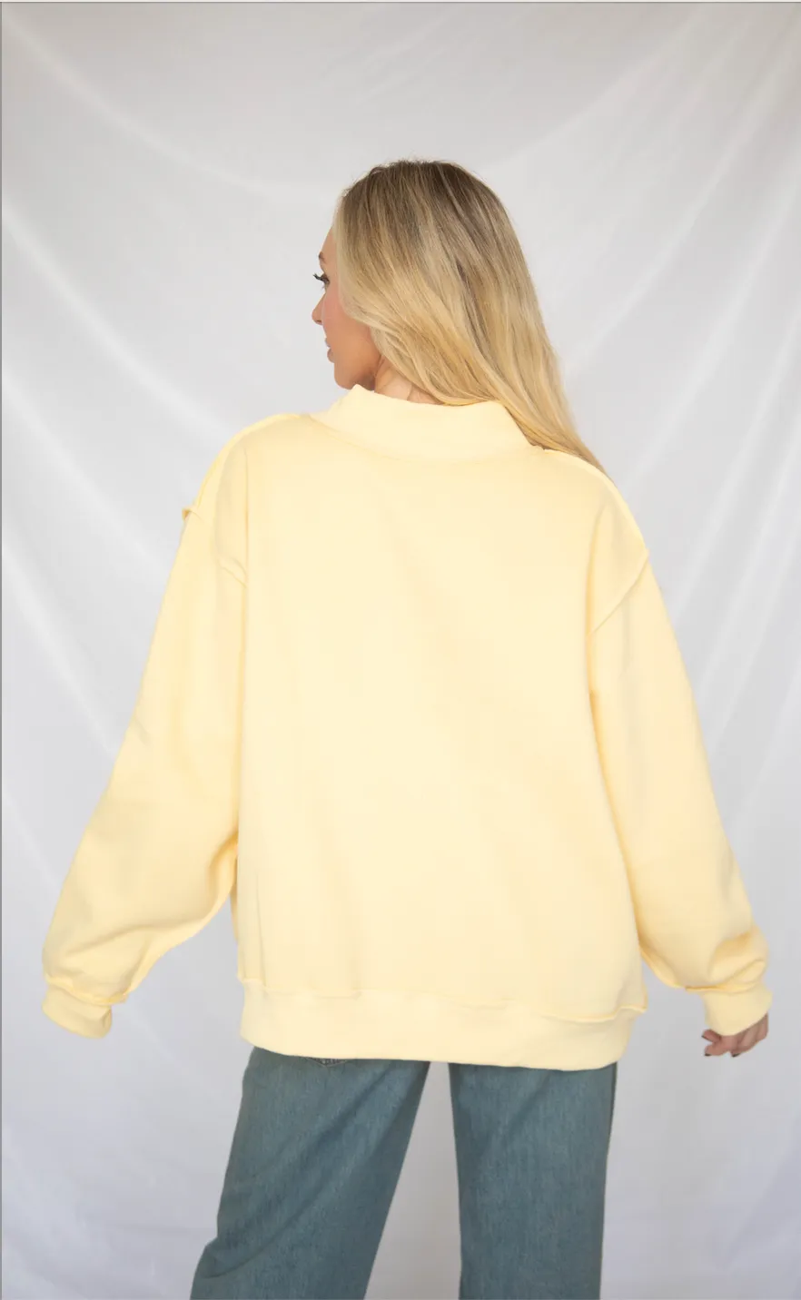 mother embroidered mock neck sweatshirt - butter yellow sold by RIFFRAFF product image thumbnail 3