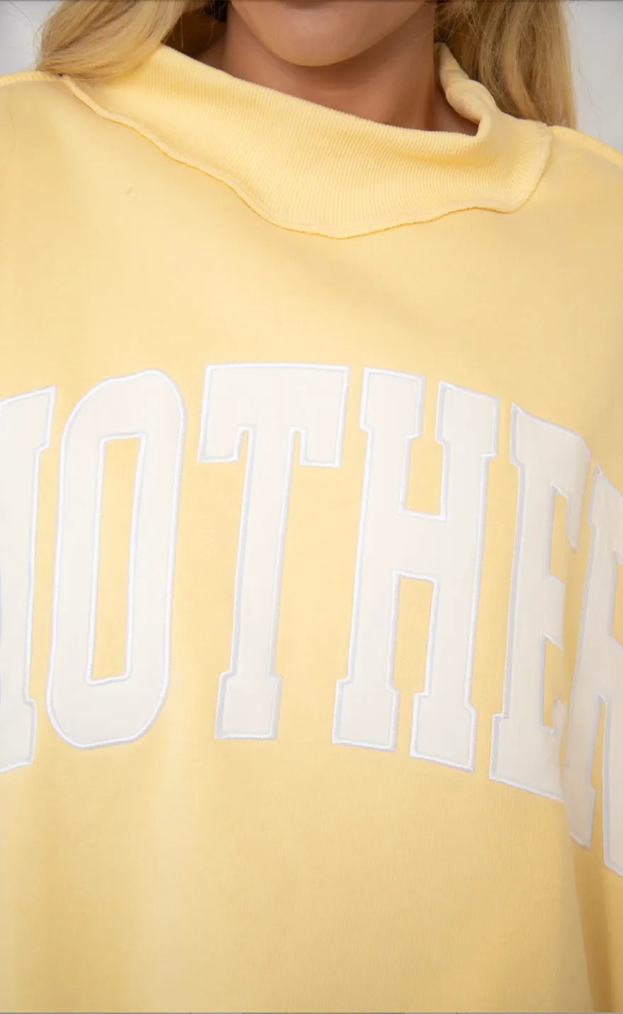 mother embroidered mock neck sweatshirt - butter yellow sold by RIFFRAFF product image thumbnail 2