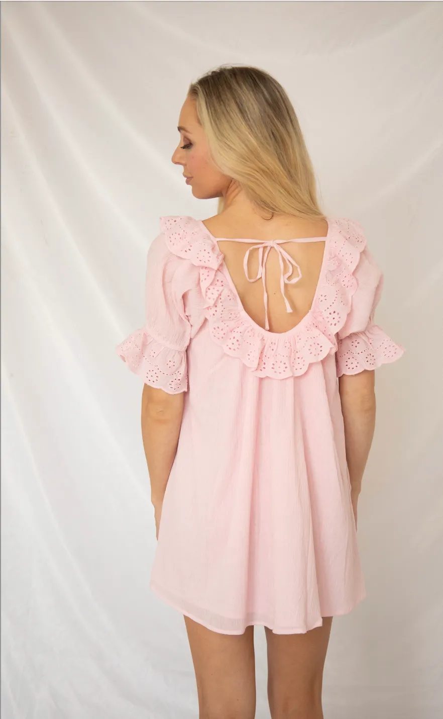 show me your mumu: toulouse dress - pink eyelet sold by RIFFRAFF product image thumbnail 3
