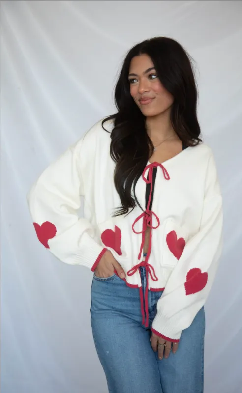 falling so soon heart cardigan made by Sunday Edition