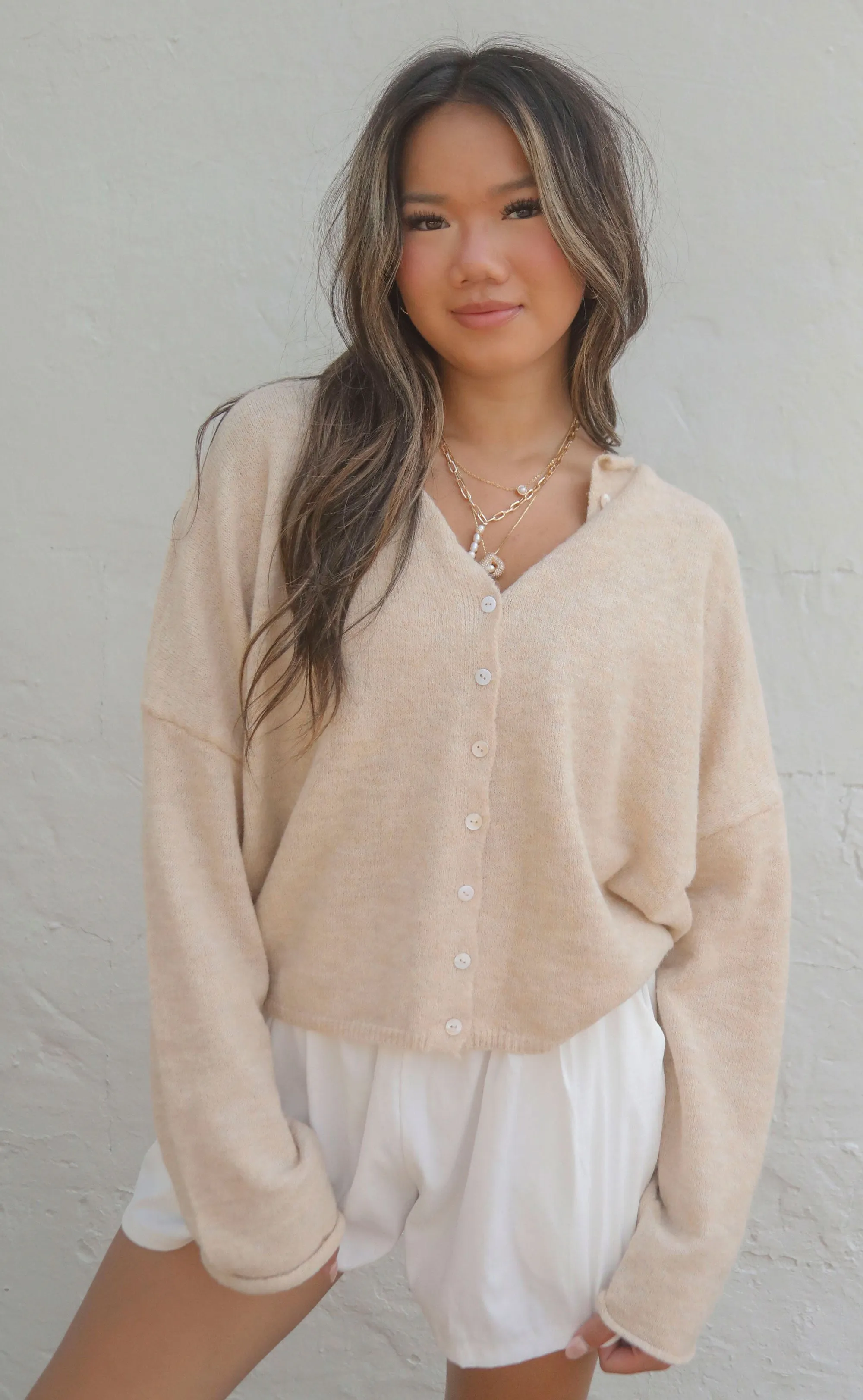 beat of your heart cardigan - natural sold by RIFFRAFF