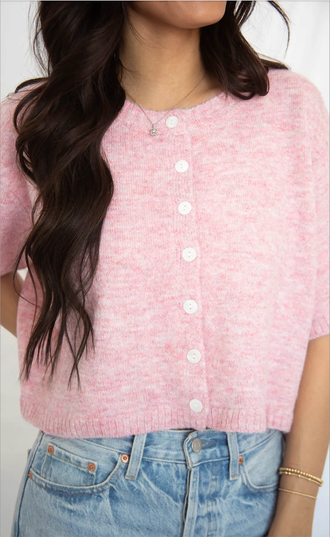 tell the truth short sleeve cardigan - pink sold by RIFFRAFF product image thumbnail 2