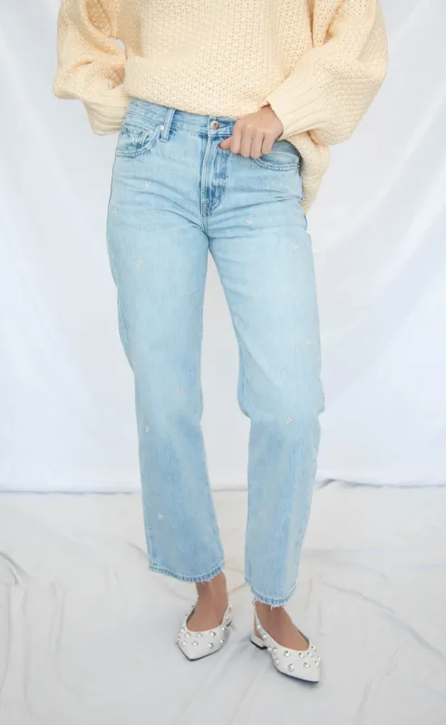 pistola: lexi mid rise bowed straight jeans - stellar vintage sold by RIFFRAFF