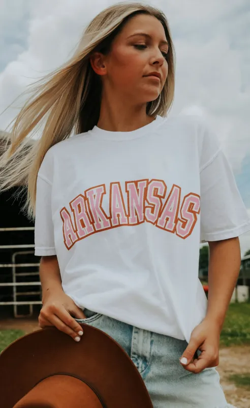 charlie southern: pink state jersey t shirt - arkansas made by RIFFRAFF