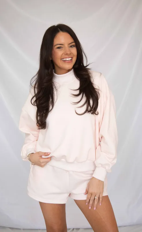 party on mock neck lounge set - blush sold by RIFFRAFF