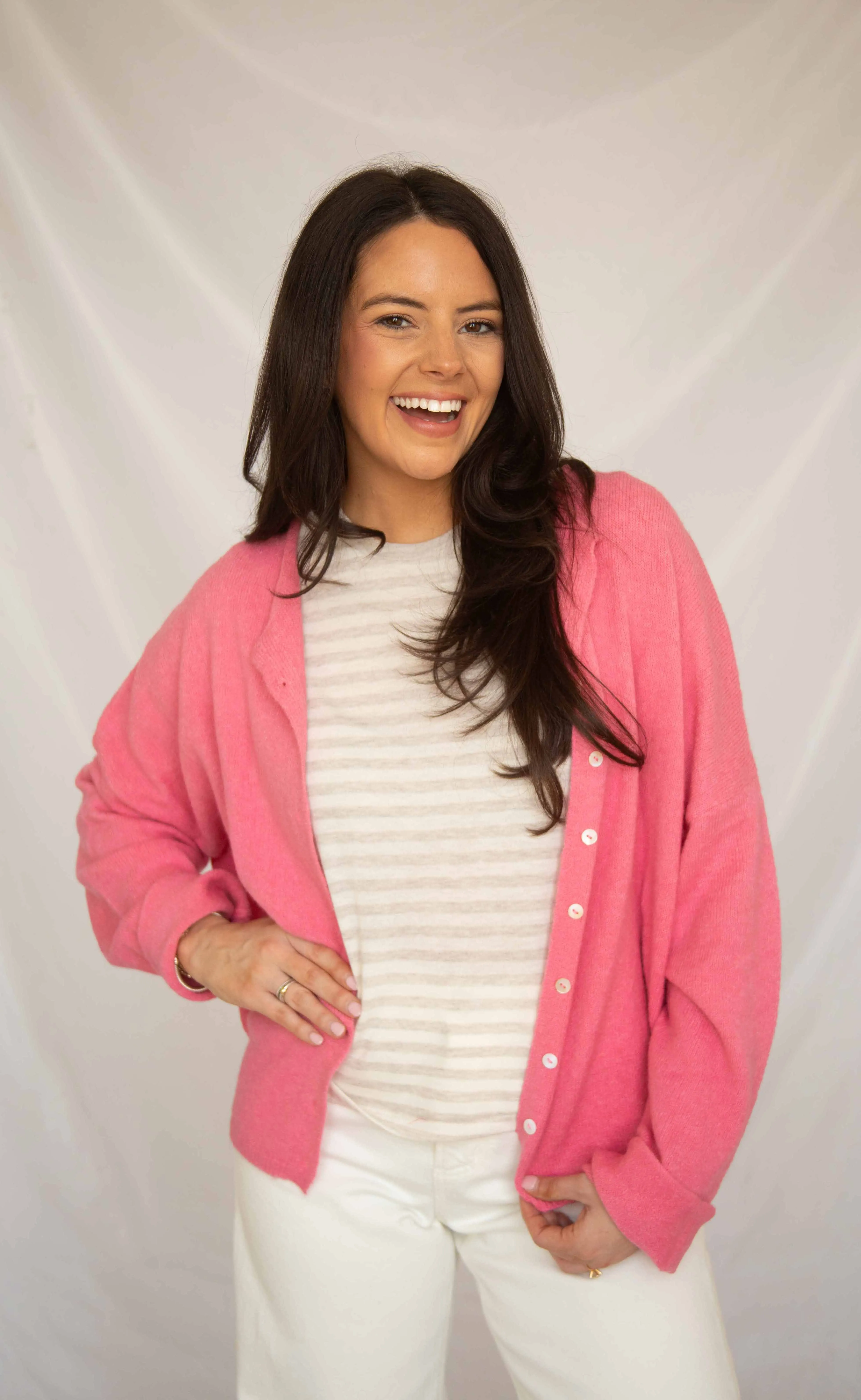 beat of your heart cardigan - rose sold by RIFFRAFF