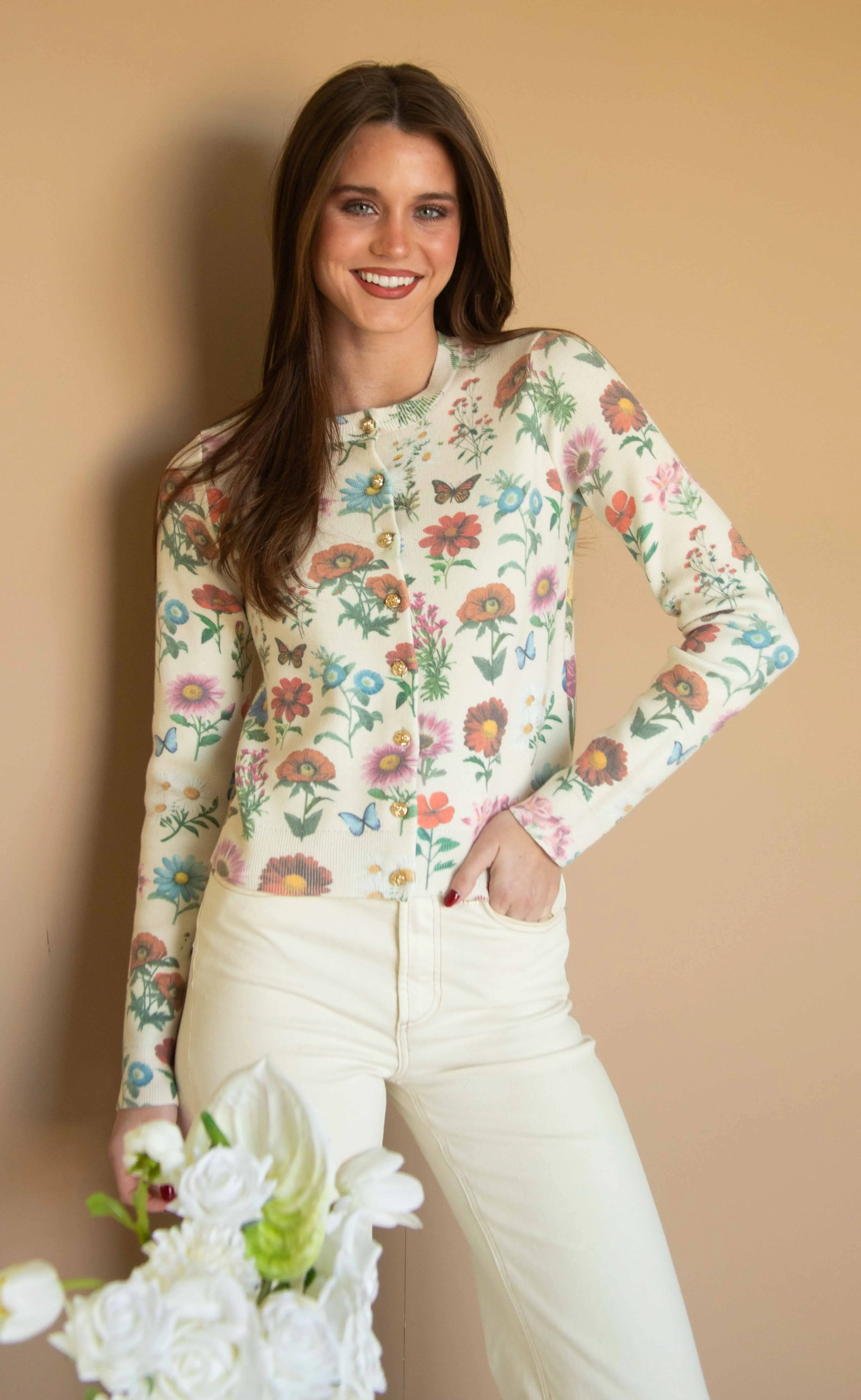 show me your mumu: cafe cardigan - french floral knit sold by RIFFRAFF