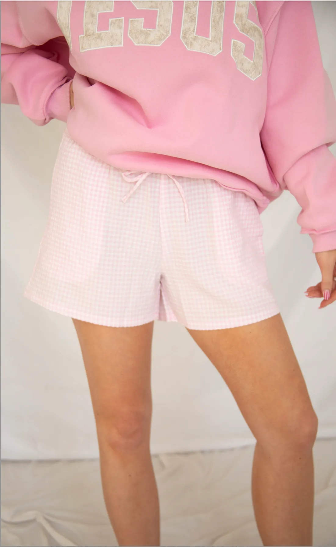 fall into me gingham shorts - pink sold by RIFFRAFF