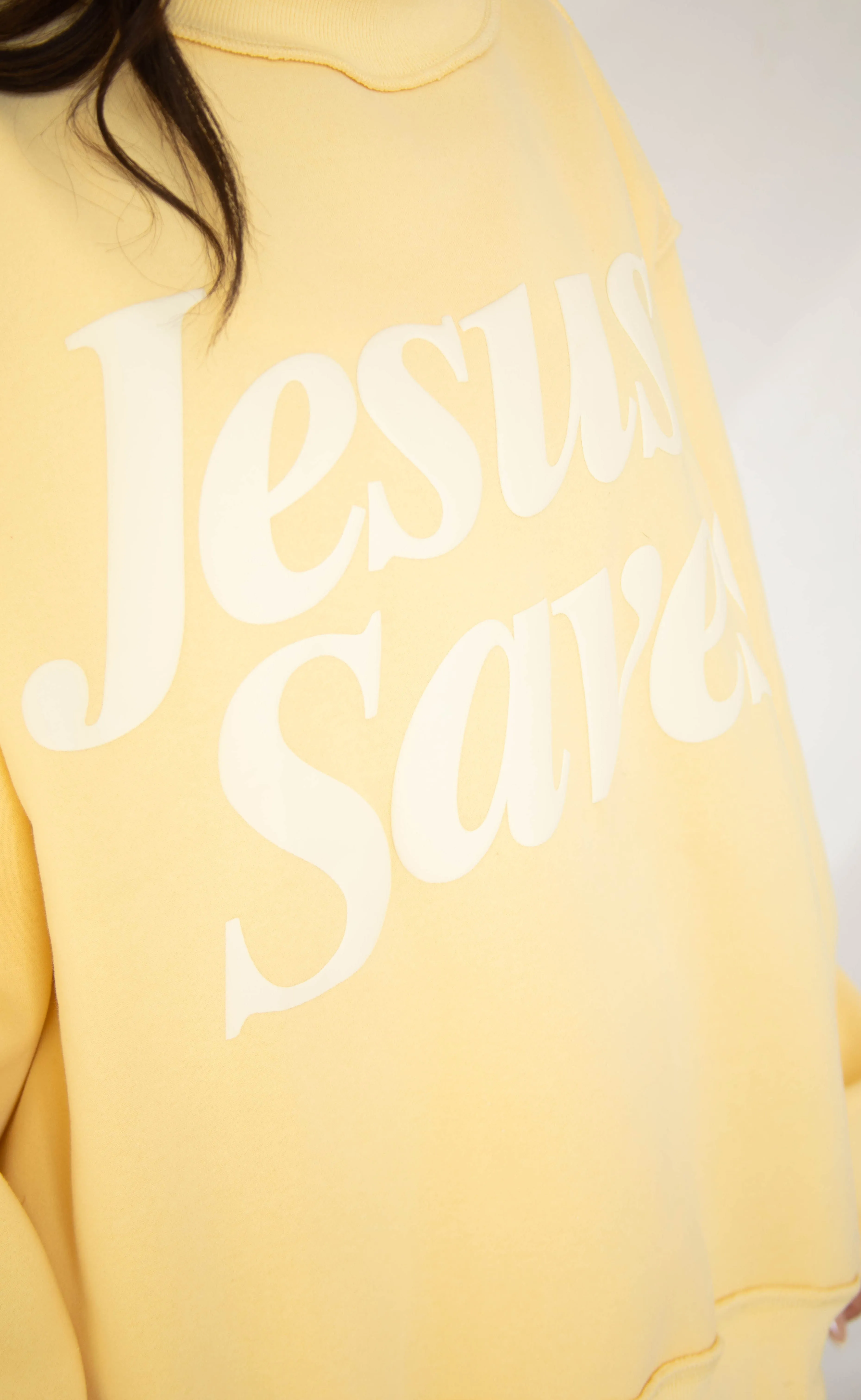 Jesus saves puff print mock neck sweatshirt sold by RIFFRAFF product image thumbnail 2