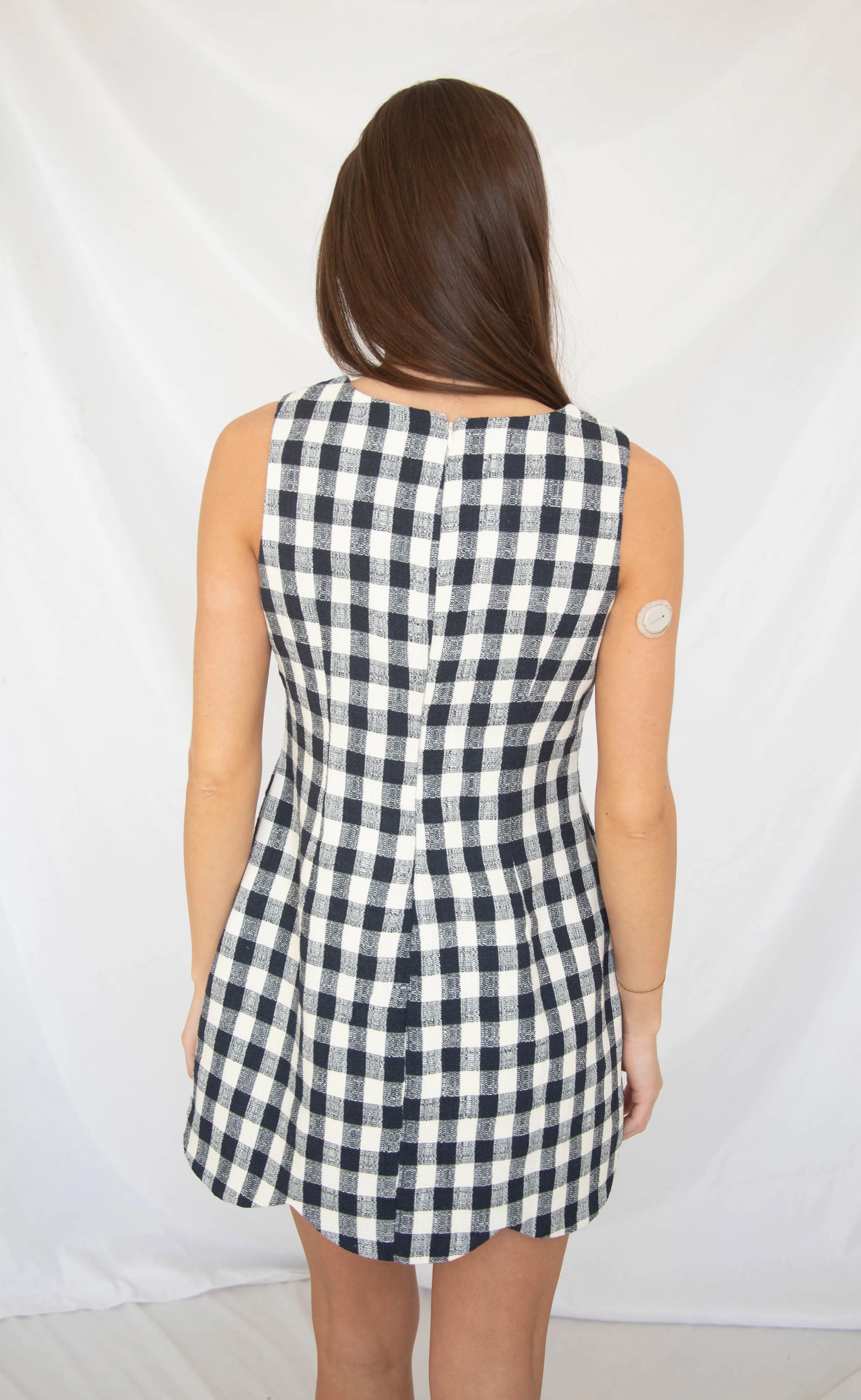 heritage gingham scallop hem mini dress - navy sold by RIFFRAFF product image thumbnail 3